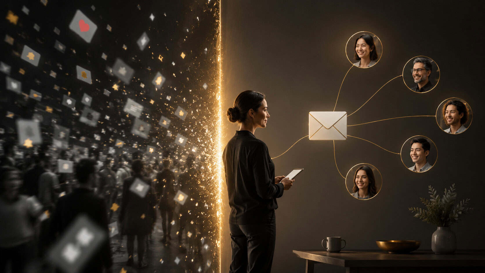 Email marketing for small business: an owner builds direct customer relationships beyond social media algorithms.